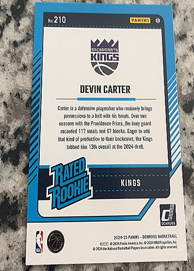 2024-25 Panini Donruss #210 Devin Carter — back