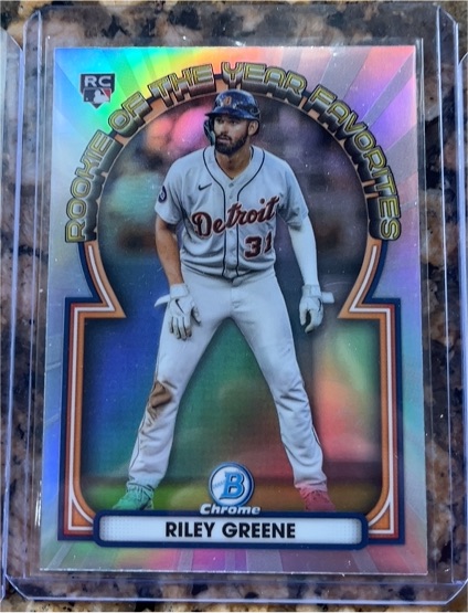 2023 Bowman Chrome Rookie of the Year Favorites #ROYF-6 Riley Greene — front