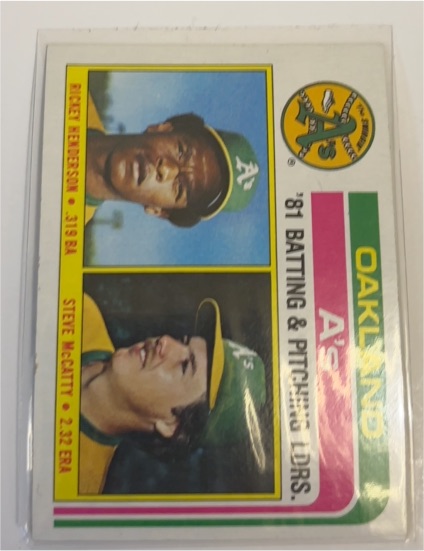 1982 Topps #156 Rickey Henderson / Steve McCatty — front