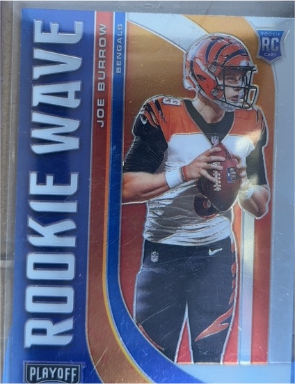 2020 Panini Playoff #RW-1 Joe Burrow Rookie Wave Silver Prizm RC — front
