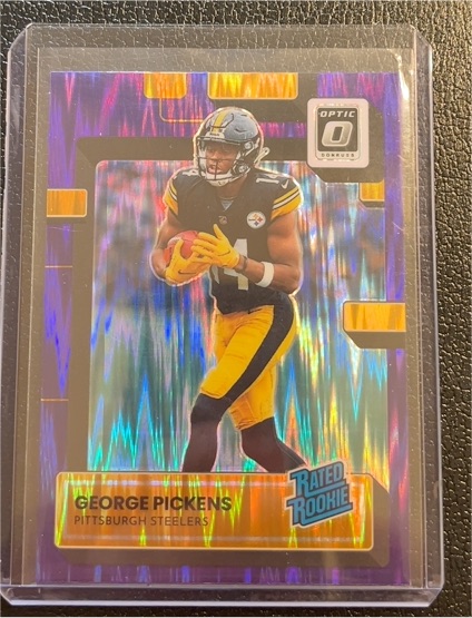 2022 Donruss Optic #223 George Pickens Rated Rookie Purple Shock — front