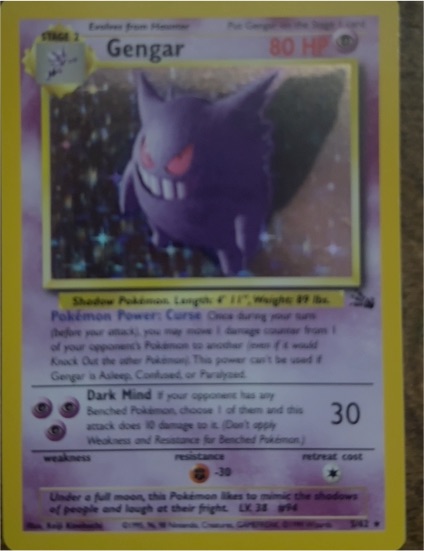 1999 Pokémon Fossil #20 Gengar — front
