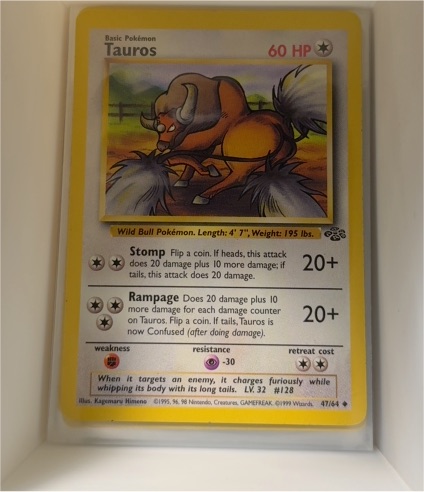 1999 Pokemon Jungle #47 Tauros — front