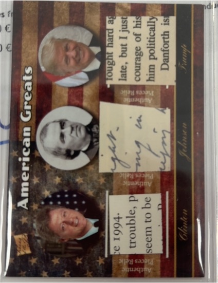 2020 The Bar Pieces of the Past American Greats Triple Relic Bill Clinton Andrew Johnson Donald Trump — front