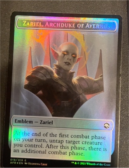 2021 Adventures in the Forgotten Realms #019 Zariel, Archduke of Avernus Emblem — front