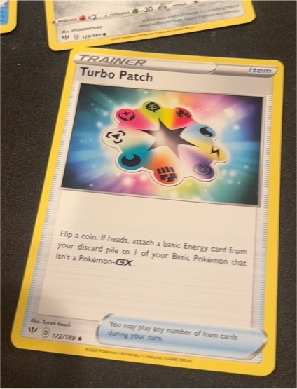 2020 Pokémon TCG Darkness Ablaze #172 Turbo Patch — front