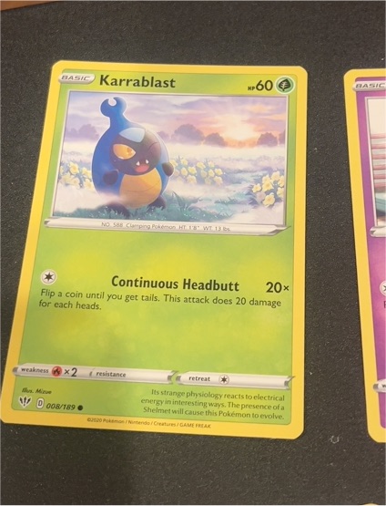 2020 Pokémon Darkness Ablaze #008 Karrablast — front