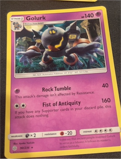 2019 Pokémon TCG Sun & Moon Cosmic Eclipse #90 Golurk — front