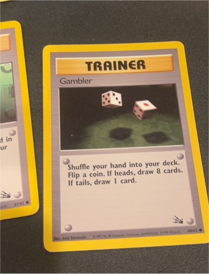 1999 Pokémon Fossil #60 Gambler — front