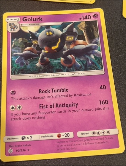 2019 Pokémon Sun & Moon Cosmic Eclipse #90 Golurk — front