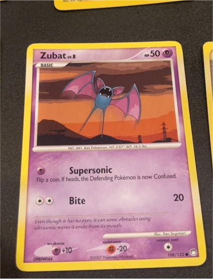 2007 Pokémon Mysterious Treasures #108 Zubat — front