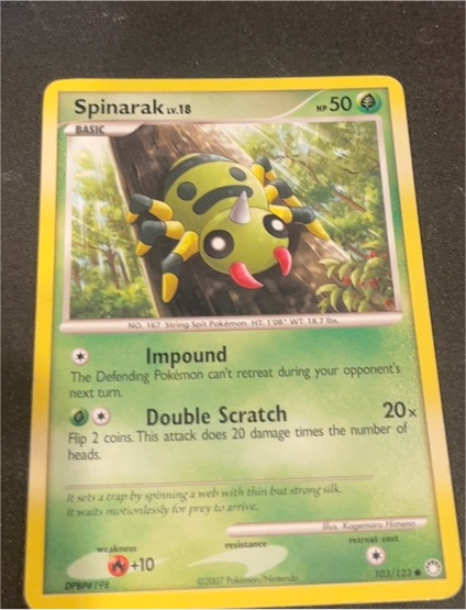 2007 Pokémon Diamond & Pearl Mysterious Treasures #103 Spinarak — front