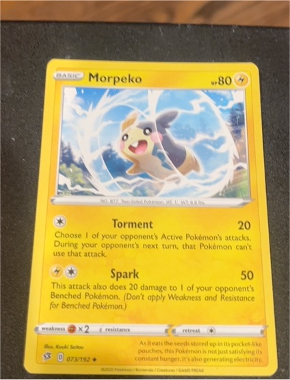 2020 Pokemon Sword & Shield Rebel Clash #073 Morpeko — front