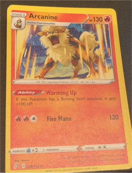 2020 Pokémon Rebel Clash #028 Arcanine — front
