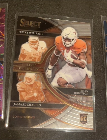 2023 Panini Select Draft Picks #SC-TE Bijan Robinson / Jamaal Charles / Ricky Williams — front