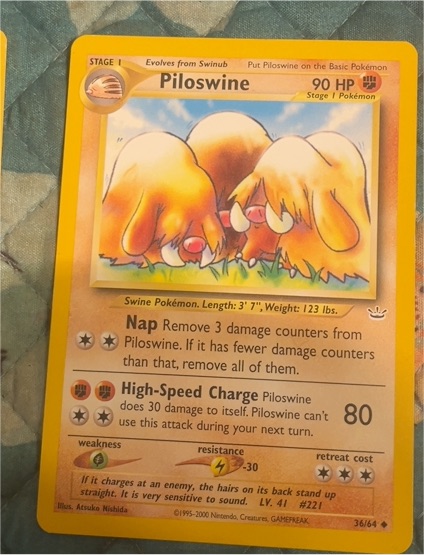2000 Pokémon Neo Revelation #36 Piloswine — front