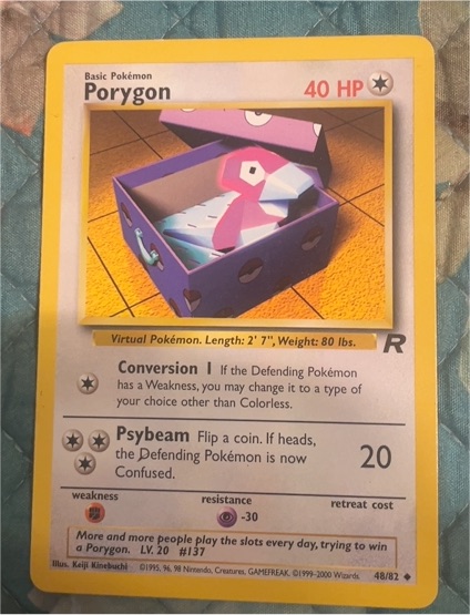 1999 Pokémon Team Rocket #48 Porygon — front