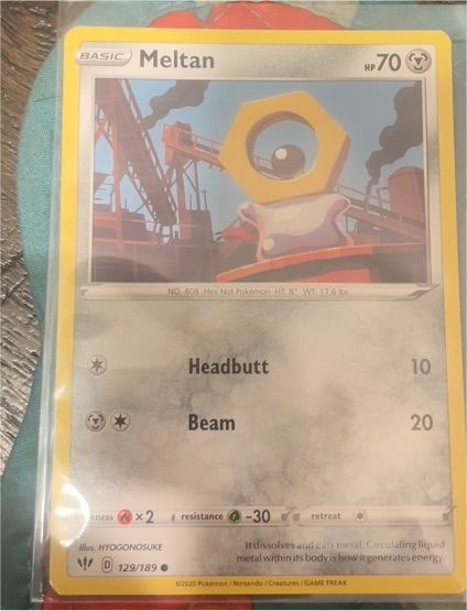 2020 Pokémon Darkness Ablaze #129 Meltan — front