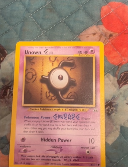 2001 Pokémon Neo Discovery #67 Unown E — front