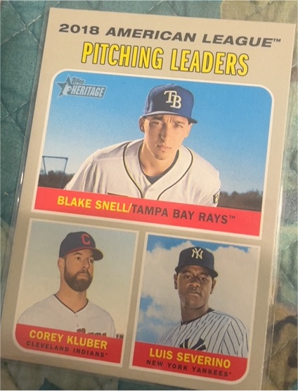 2019 Topps Heritage #70 Blake Snell / Corey Kluber / Luis Severino — front