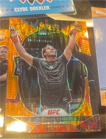 2023 Panini Select UFC #7 Jordan Leavitt Orange Flash Prizm Concourse Rookie — front