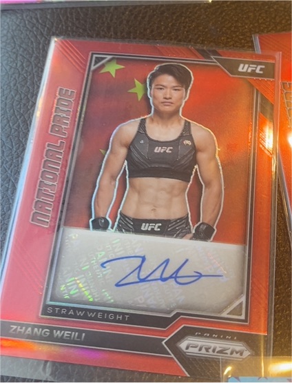 2023 Panini Chronicles Prizm UFC #NP-ZWL Zhang Weili National Pride Auto — front