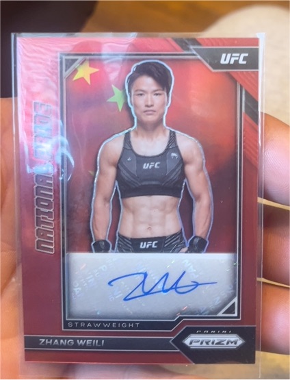 2023 Panini Chronicles Prizm UFC #NP-ZWL Zhang Weili National Pride Auto — front