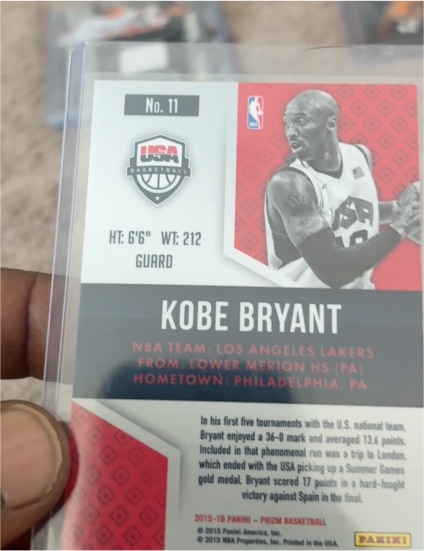 2015-16 Panini Prizm USA Basketball #11 Kobe Bryant — front