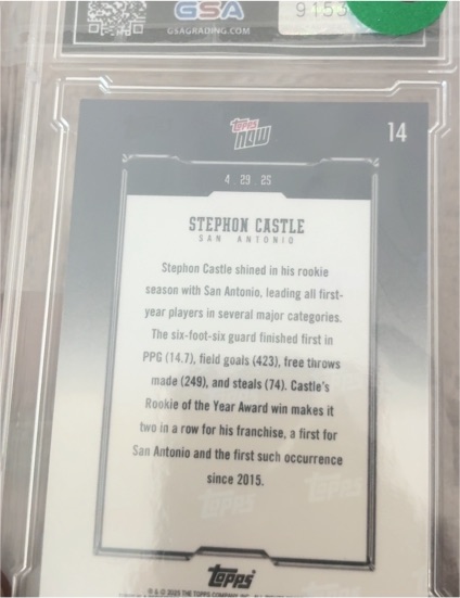2024 Topps Now #14 Stephon Castle — front
