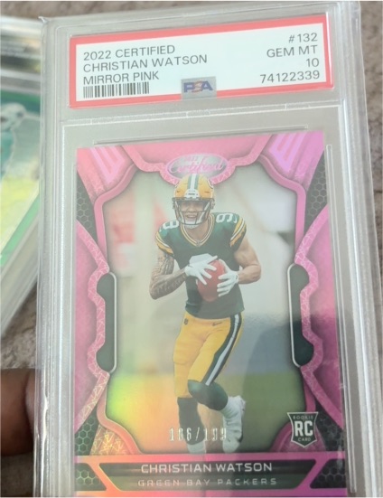 2022 Panini Certified #132 Christian Watson Mirror Pink — front