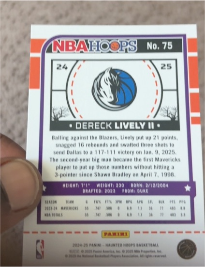 2024-25 Panini Haunted Hoops #75 Dereck Lively II — front