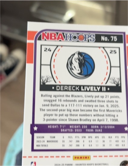2024-25 Panini Haunted Hoops #75 Dereck Lively II — front