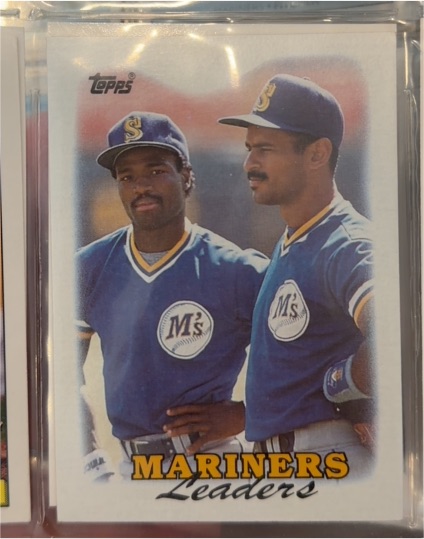 1988 Topps #519 Mariners Leaders Harold Reynolds/Phil Bradley — front