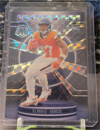 2025 Panini Mosaic #14 RJ Harvey Center Stage Silver Prizm — front