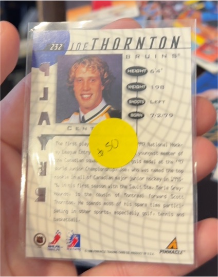 1997 Pinnacle #232 Joe Thornton — front