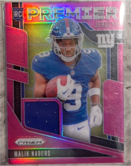 2024 Panini Prizm Premier Jerseys Pink #PJ-MNS Malik Nabers — front