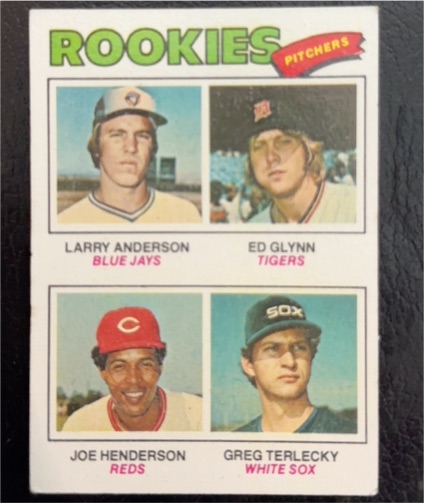 1977 Topps #487 Rookie Pitchers Larry Anderson / Ed Glynn / Joe Henderson / Greg Terlecky — front