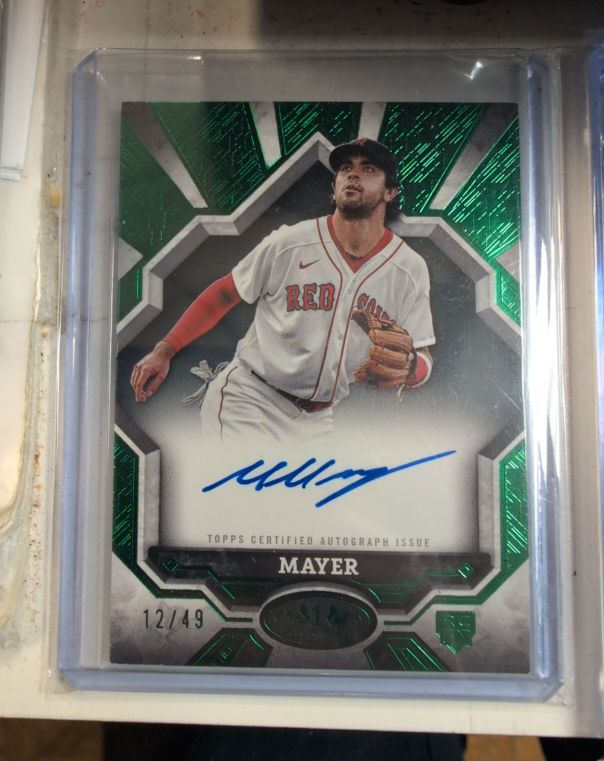 2025 Topps Tier One Break Out Autographs Green Foil #12/49 Mayer — front