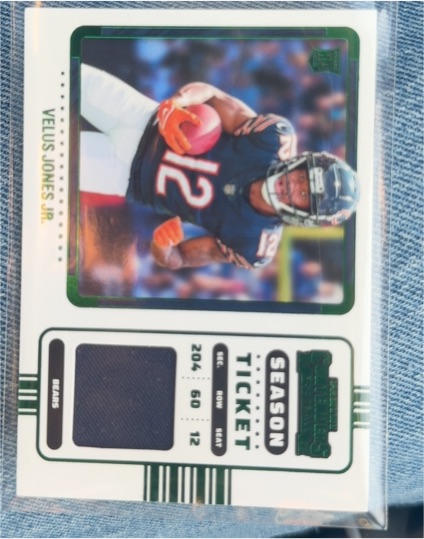 2022 Panini Contenders Rookie Ticket Swatches #40 Velus Jones Jr. — front