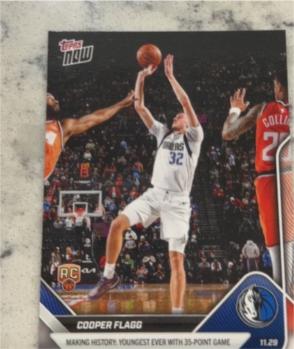 2025 Topps Now #11.29 Cooper Flagg — front