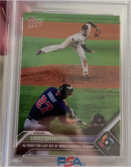2023 Topps Now #WBC-71 Shohei Ohtani K's Mike Trout — front
