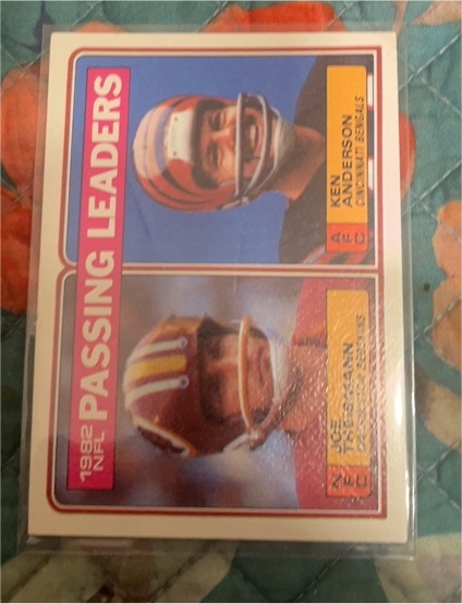 1983 Topps #202 1982 Passing Leaders Joe Theismann / Ken Anderson — front