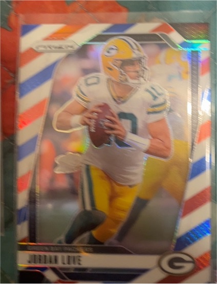 2024 Panini Prizm #101 Jordan Love Red White and Blue Prizm — front