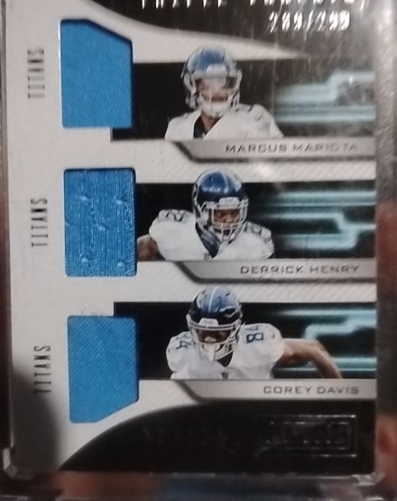 2018 Panini Playbook Triple Threats #TT-13 Marcus Mariota Derrick Henry Corey Davis — front