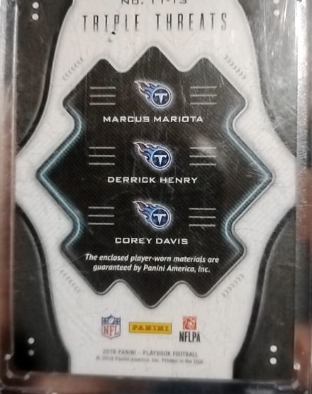 2018 Panini Playbook Football #111-13 Triple Threat Marcus Mariota Derrick Henry Corey Davis — front