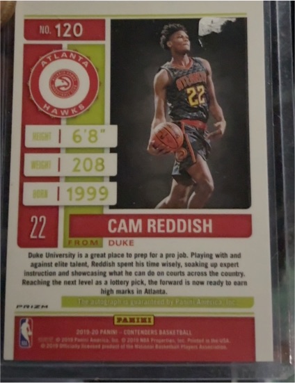 2019-20 Panini Contenders #120 Cam Reddish — front
