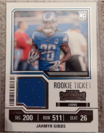 2023 Panini Contenders Rookie Ticket #TS12 Jahmyr Gibbs — front