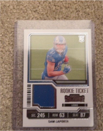 2023 Panini Contenders #TS30 Sam LaPorta Rookie Ticket Patch — front