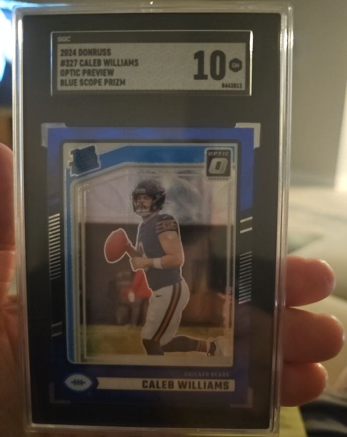 2024 Donruss #327 Caleb Williams Optic Preview Blue Scope Prizm — front