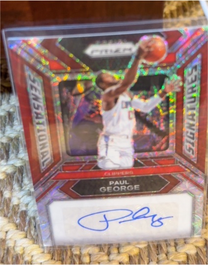 2023-24 Panini Prizm Sensational Signatures Choice Red #SS-41 Paul George — front